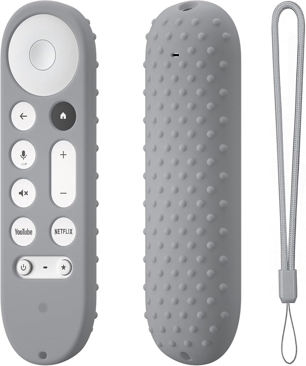 Siliconen Beschermhoes met Koord voor 4K TV Streamer Afstandsbediening 2024 (Lichtgrijs)