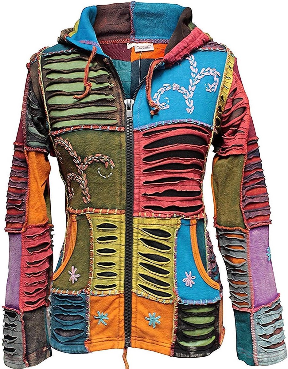 Dames Pixie Jas met Capuchon en Geborduurde Stonewash Effect