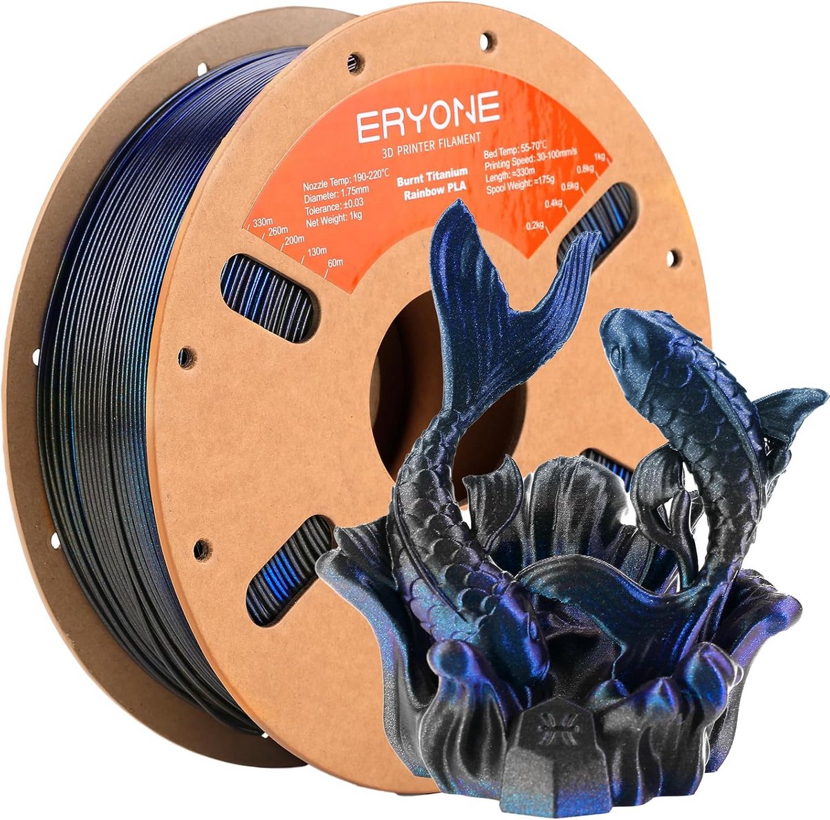 PLA Filament 1.75mm 1kg 3D Printer - Burnt Titanium Regenboog Effect
