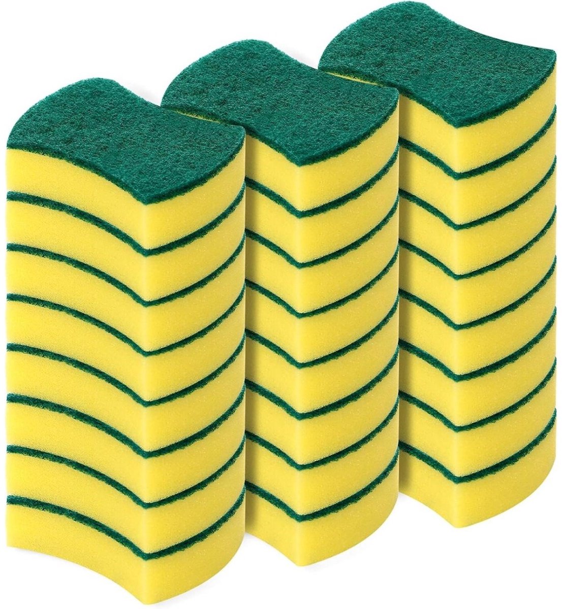 Keukenreinigingssponzen - Verpakking van 24 stuks - Afwassponzen - Dubbelzijdige reinigingssponzen - Vlekverwijderingssponzen - Schuurpads - 11 x 8 x 3 cm