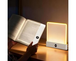 Witte slimme LED-leeslamp – Boeklamp schatkist – Oplaadbare transparante platte LED-leeslamp met 3 kleuren en timer – Tekenlamp voor op het bureau – De droomlamp voor de stille lezer
