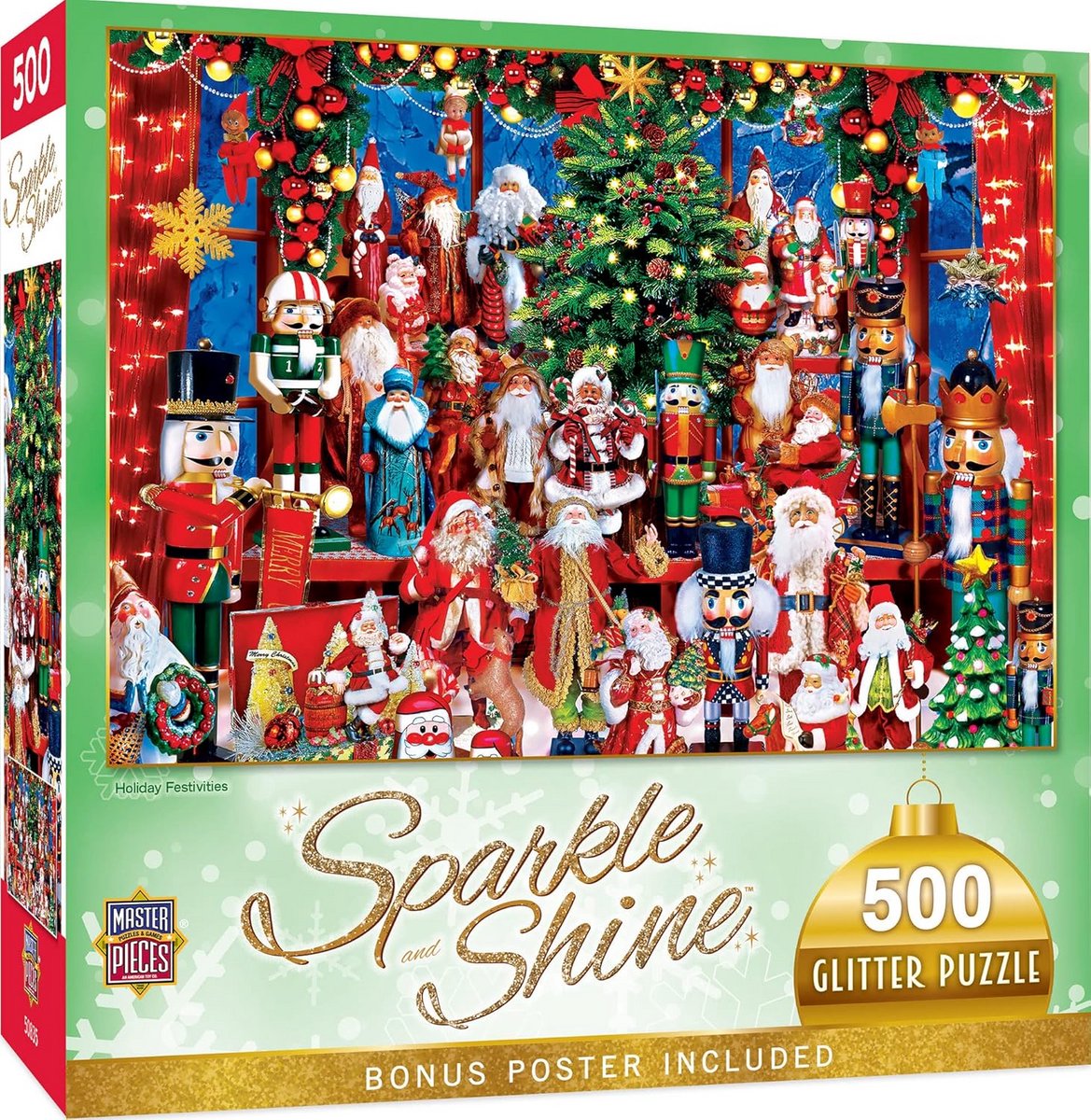 Glitter Kerst Puzzel 500 Stukjes - Feestelijke Winterscène 38x53 cm