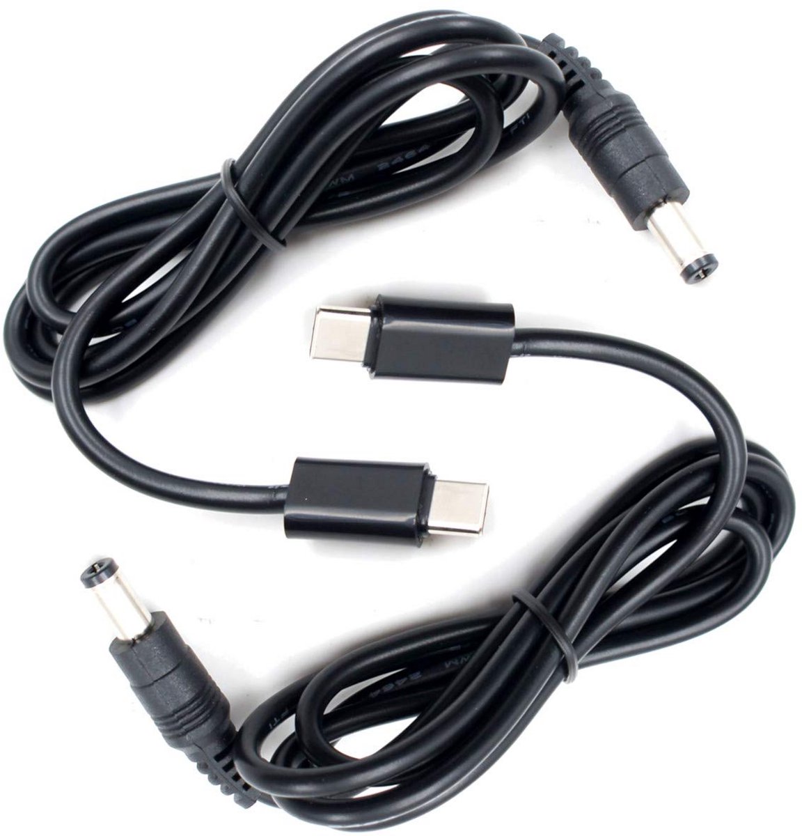 2-Pack USB Type-C PD Trigger Kabel 5A naar 5.5x2.1mm DC Adapter - 1 Meter Stroomkabel