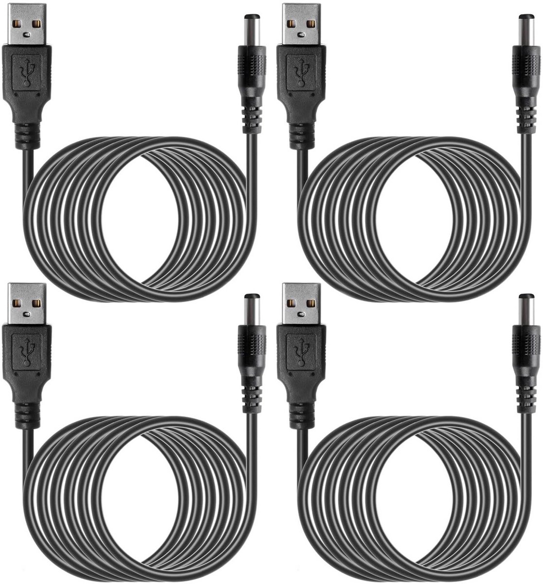 6 Stuks USB A naar DC 5.5x2.1mm Stroomkabel 5V Voedingskabel 1 Meter