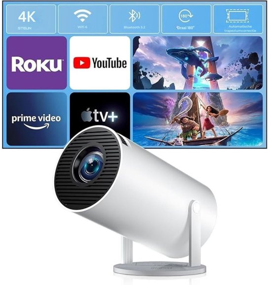 Draagbare mini beamer projector wit compact lichtgewicht scherpe beeldkwaliteit voor smartphone laptop tablet