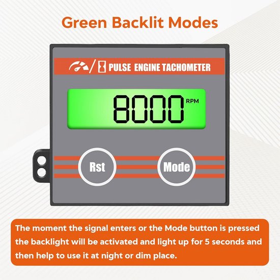 Digitale Toerenteller voor 2-takt en 4-takt Motoren - Urenteller en RPM Display — afbeelding 3