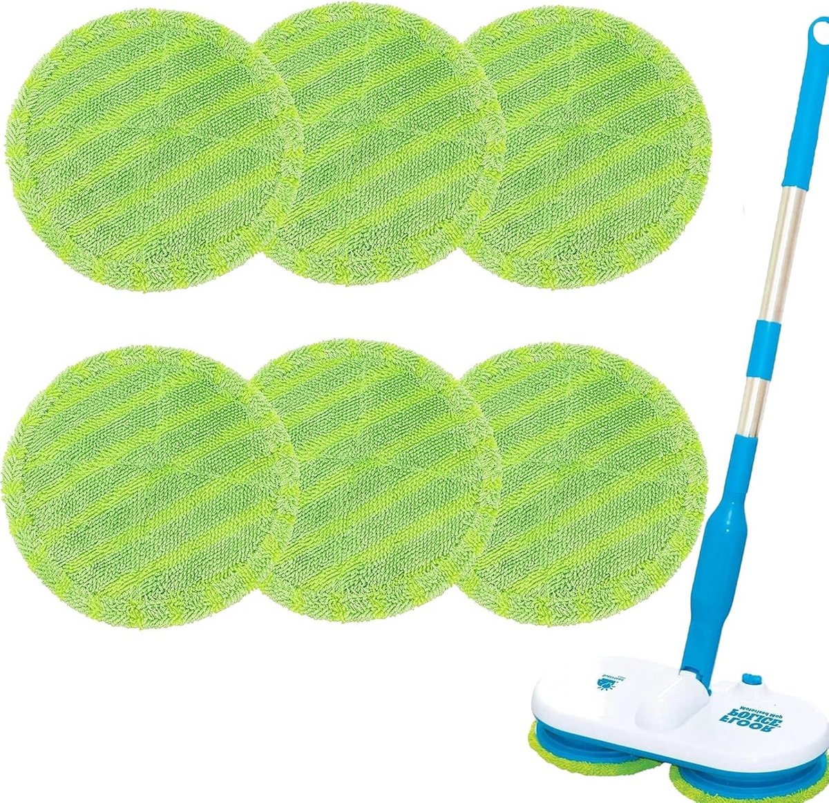 6x Microvezel Dweilpads 16 cm Geschikt voor Platte Dweil - Groen
