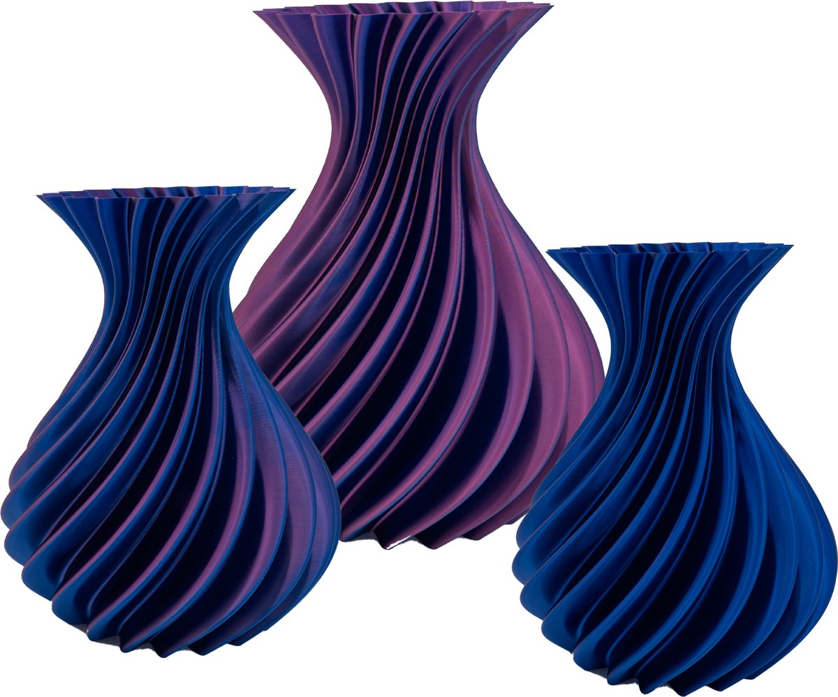 Lovora Veluro design vaas – Decoratieve vaas - Blauw / Paars - 3d geprinte vaas – geschikt voor droogbloemen - 20CM