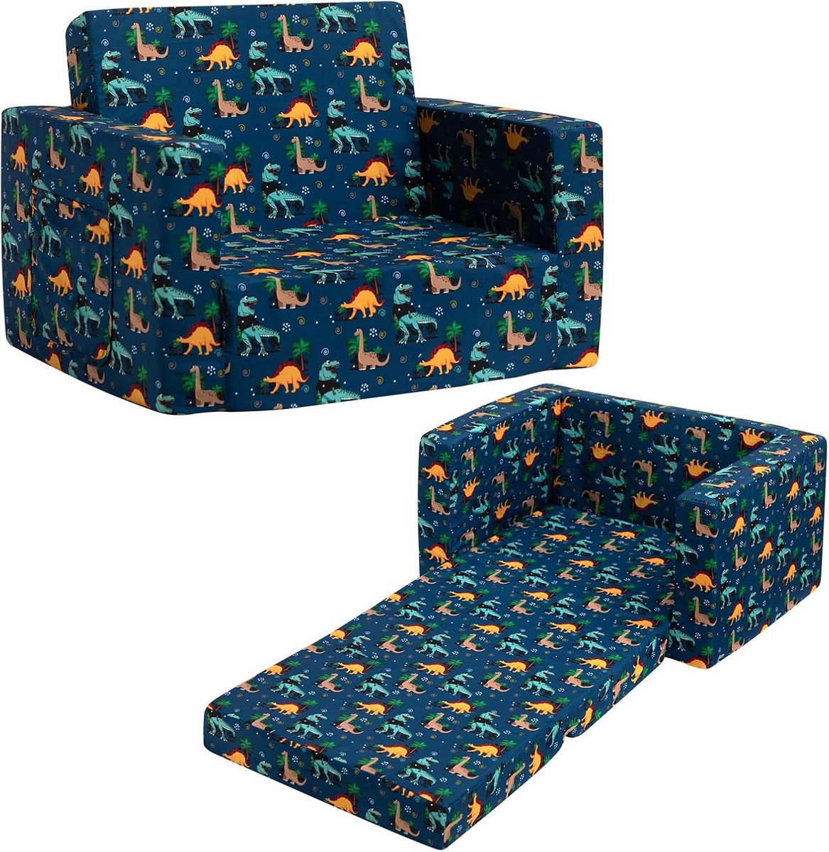Kinderfauteuil Slaapbank 2-in-1 Opklapbare Kindersofa met Sherpa Stof