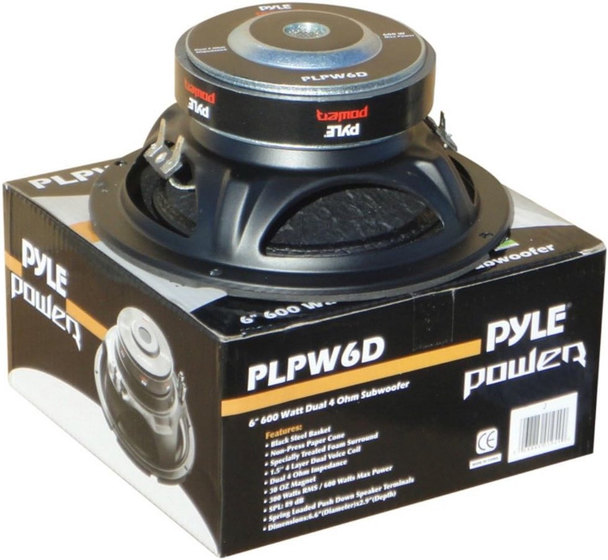 Krachtige 6.5 inch (16.5 cm) Subwoofer 600 Watt Max. Dual Voice Coil