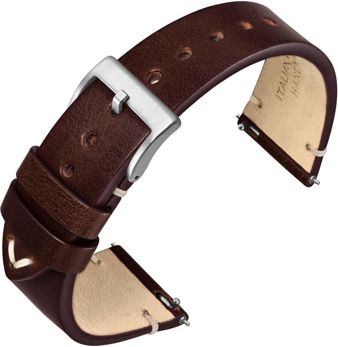 Vintage Horlogeband Leer Snel Verwijderbaar - Geschikt voor Dames en Heren