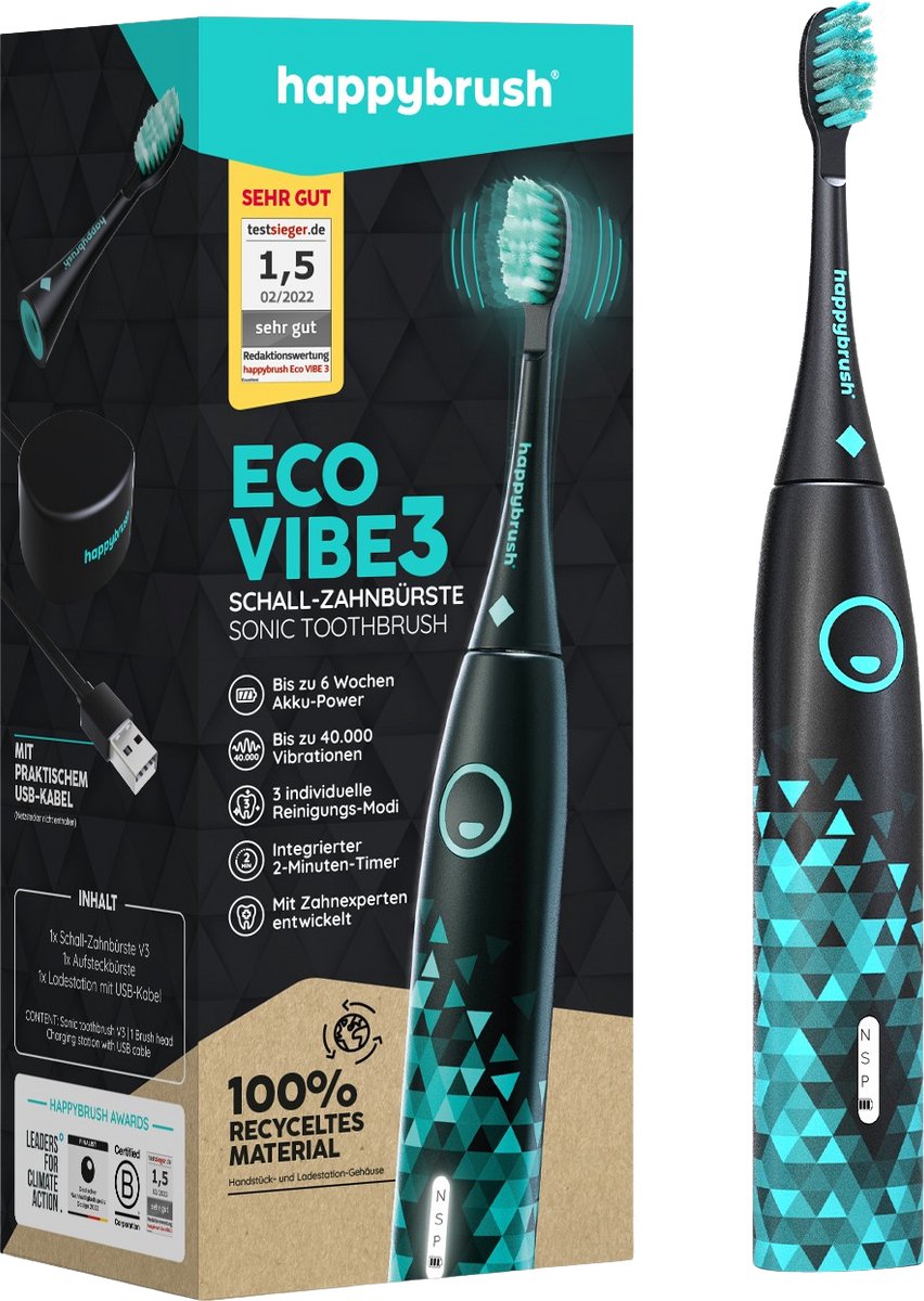 Happybrush elektrische tandenborstel Eco Vibe3 Sonic toothbrush
