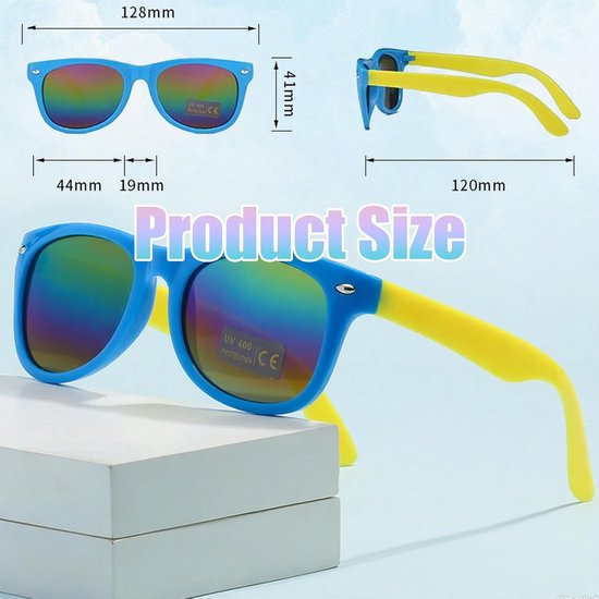 6 Stuks Kinderzonnebrillen Neon Kleur UV400 Bescherming voor Kinderfeestjes en Zomer van Merkloos — afbeelding 4