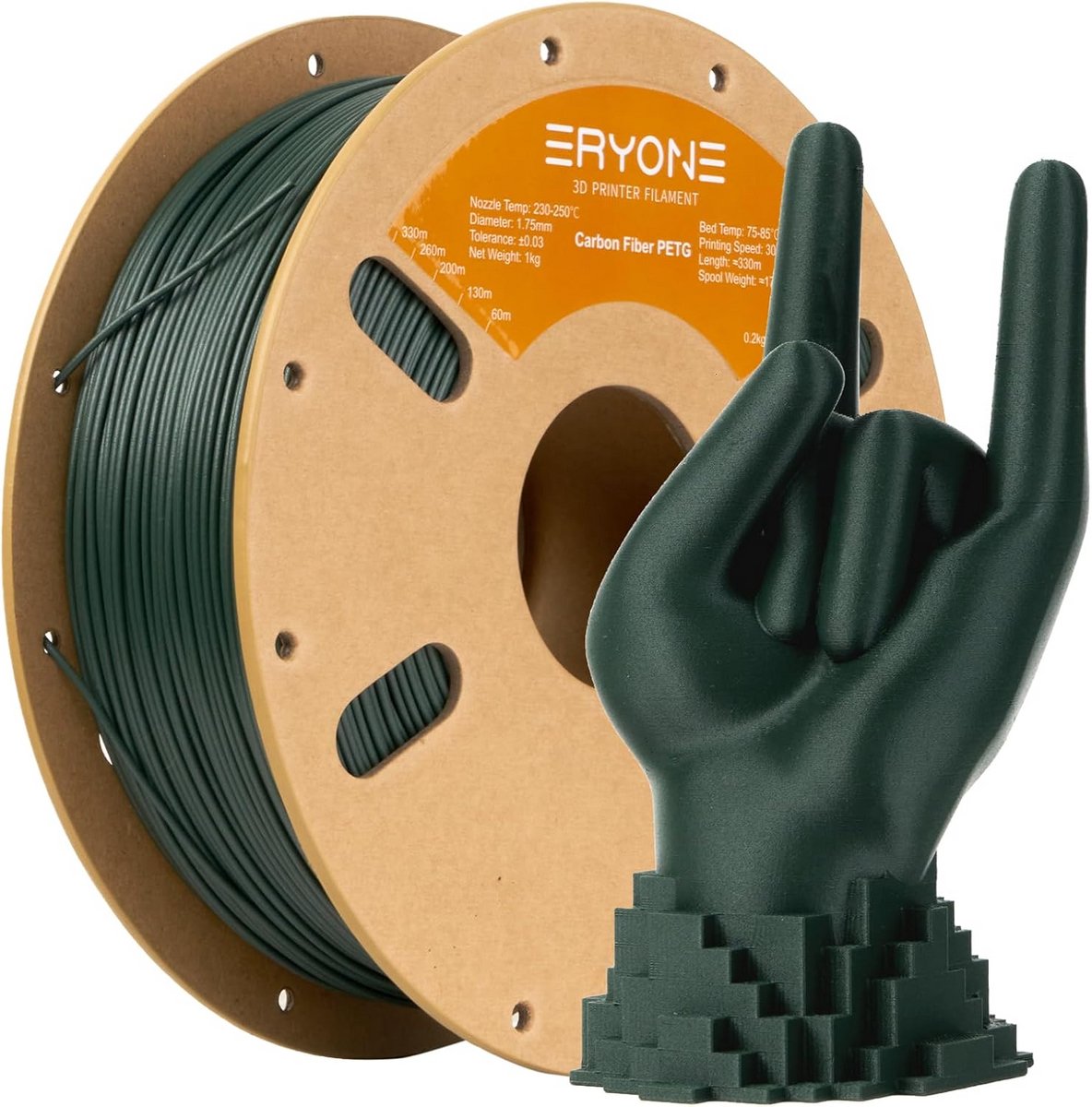 Koolstofvezel PETG Filament 1.75mm voor 3D Printer, 1kg Olijfgroen