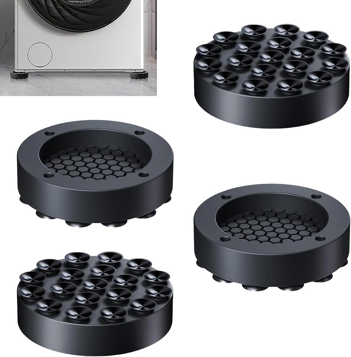 4x Universele Anti-Trillingsdempers voor Wasmachine en Droger - Schokabsorberende Voeten