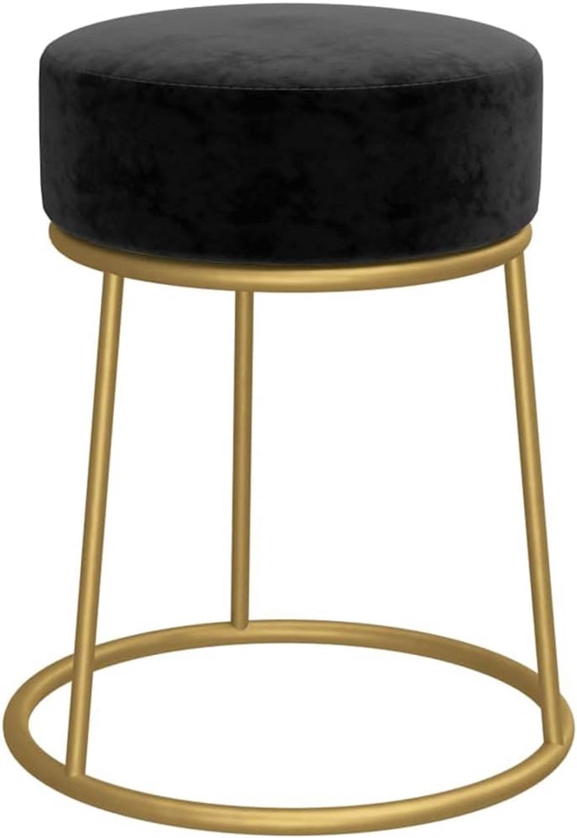 Ronde Hocker met Fluweel Bekleding en Gouden Frame
