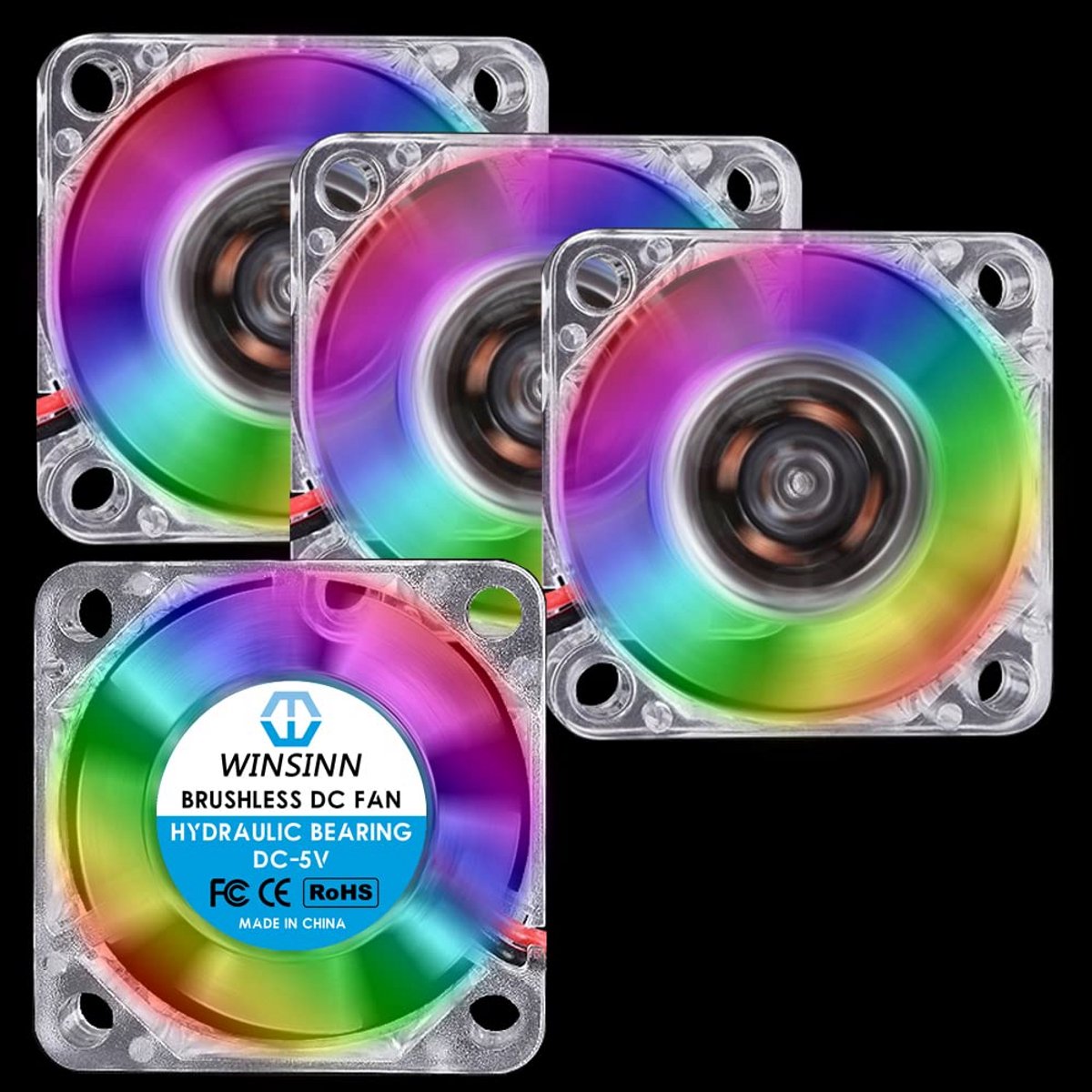 4 Stuks 30mm LED PC Ventilator Hydraulische Lager 5V Hoge Snelheid Koeling