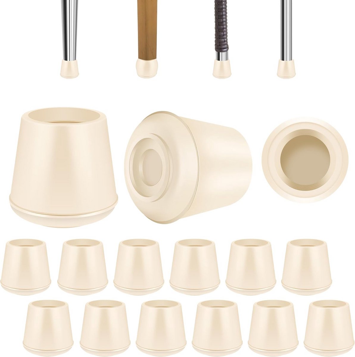 Ronde Rubberen Stoelpootdoppen Vloerbeschermers Antislip (16 stuks)