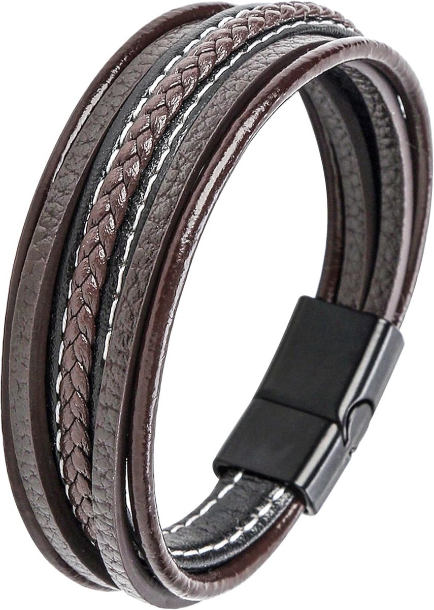 Herenarmband Leer in Blauw, Bruin en Zwart