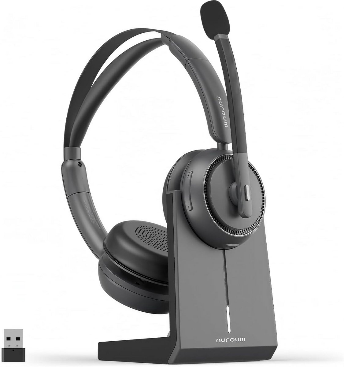 Draadloze Bluetooth PC Headset met Oplaadstation en ENC Ruisonderdrukking