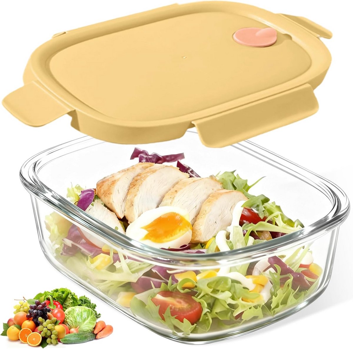 Glazen Lunchbox 950ml met Lekdicht Deksel voor Oven en Magnetron