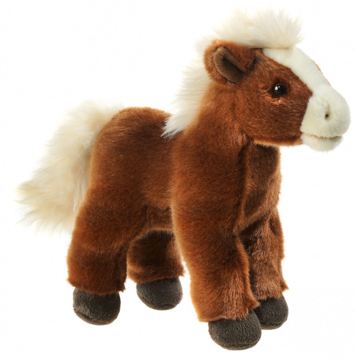 Heunec knuffel paard staand 23cm pluche speelgoed bruin.