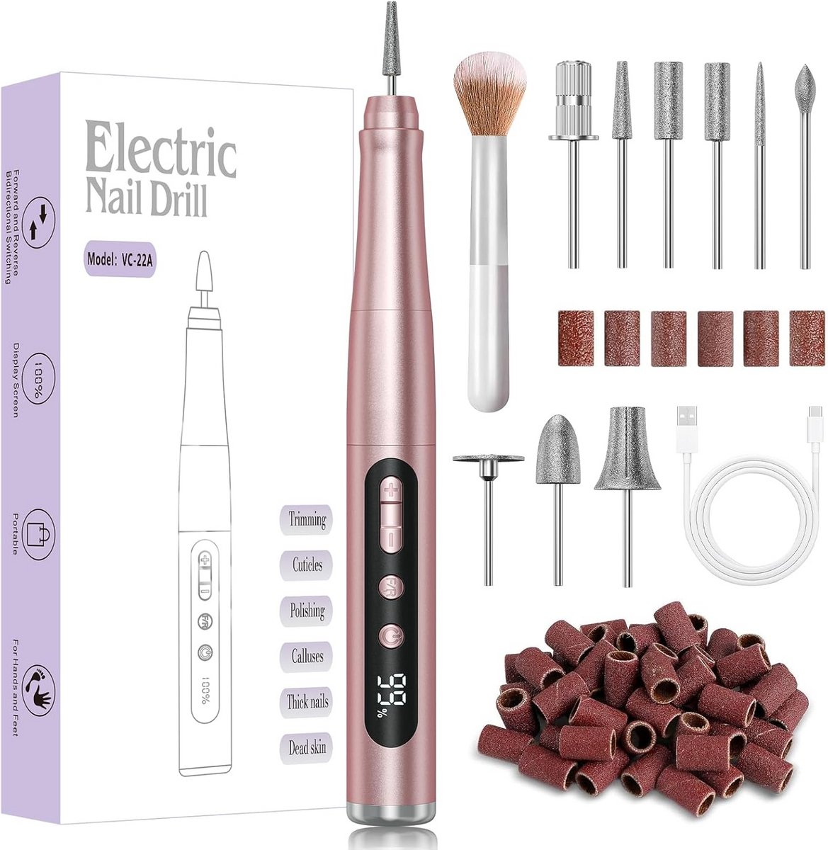 Draadloze Professionele Elektrische Nagelvijlset 35000 TPM - Manicure en Pedicure Set
