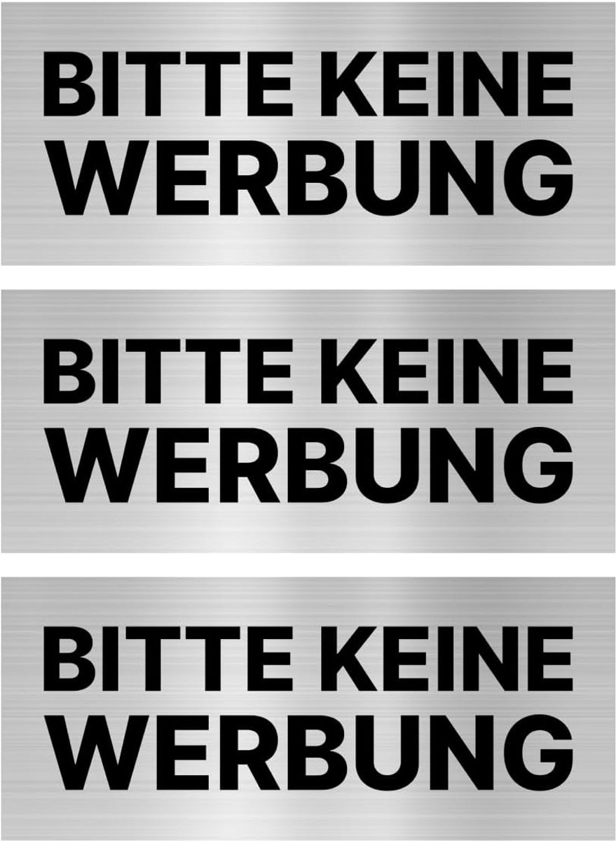 3x Sticker Geen Reclame Voor Brievenbus Weerbestendig Zilver 7x3 cm