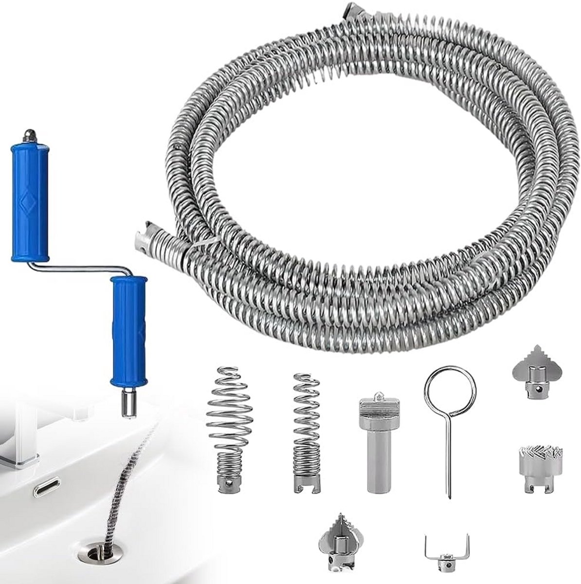 Effectieve Afvoerspiraal 5 Meter - Mechanische Pijpreiniging voor Keuken en Badkamer