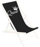 FEROCITY - Vervangbare stoffen hoes voor ligstoel - voor een houten opklapbare ligstoel - Zonder houten stokken - 131 x 44 cm - Polyester - Zwarte Koningin