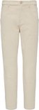 Crèmekleurige corduroy broek met een rechte pijp en een knoopsluiting, staand model.