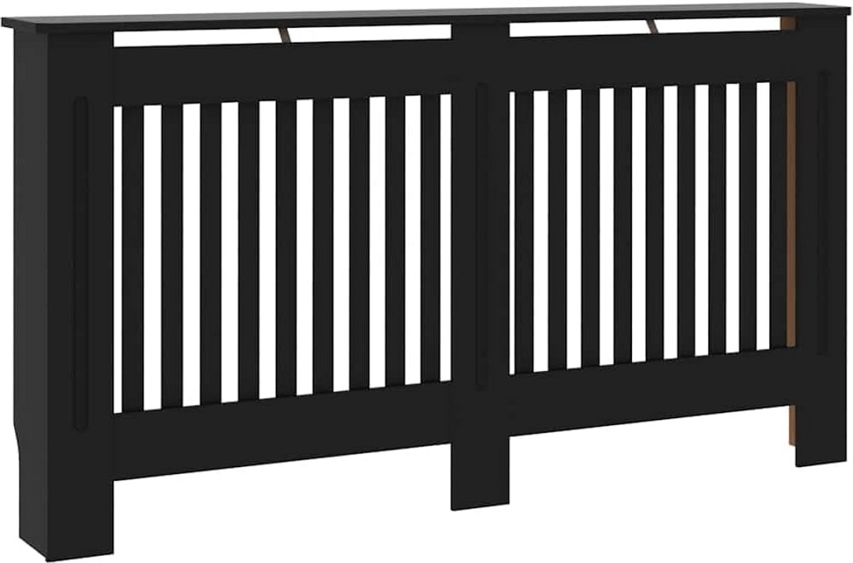 Stijlvolle Radiatorombouw met Gelat Zwart MDF 152x19x81 cm