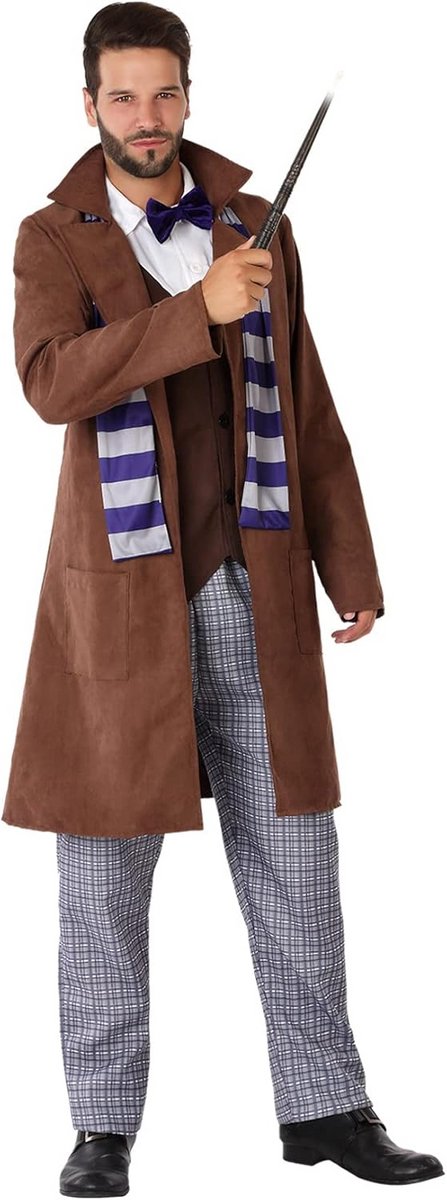 Tijdloos Jaren 20 Tovenaars Kostuum voor Volwassenen M Bruin Trenchcoat