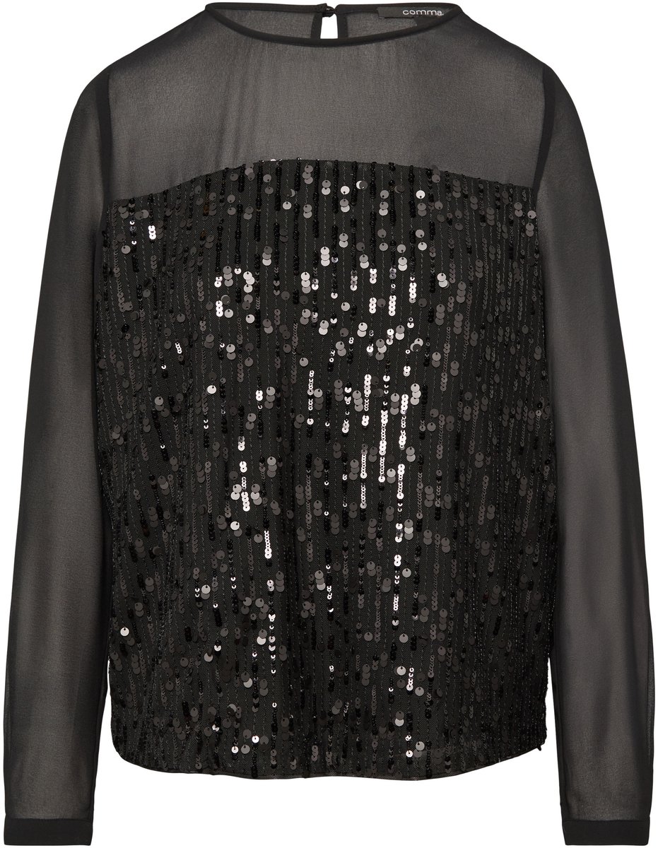 comma - female - Pailletten blouse van chiffon