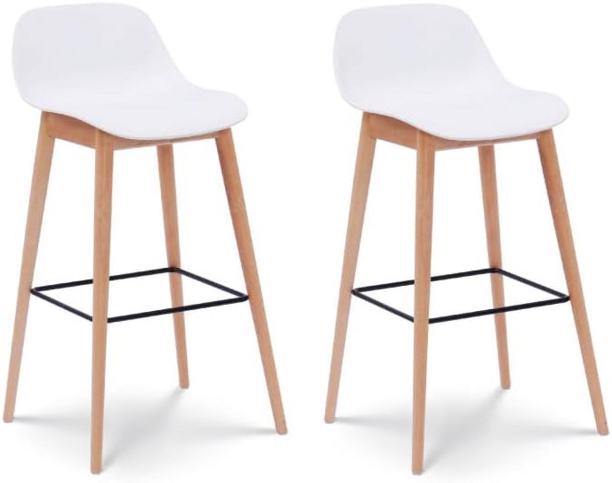 Set van 2 Hoge Barkrukken Scandinavisch Design Houten Poten 66 cm