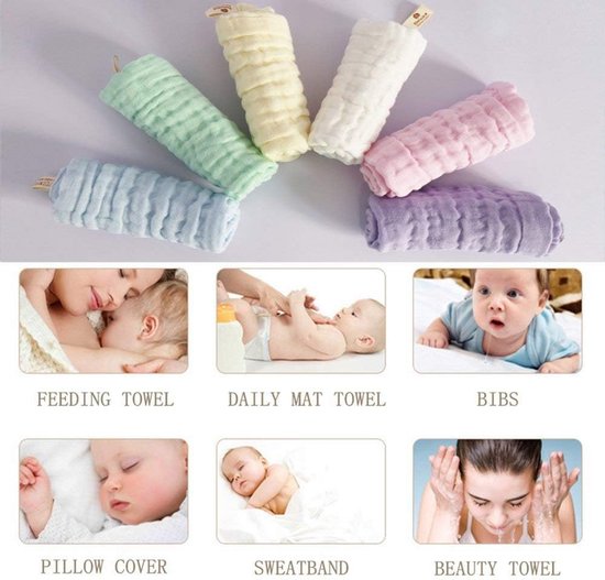 12x Zachte Hydrofiele Luiers / Wasdoekjes voor Baby - 30x30 cm - Extra Zacht voor Gevoelige Huid — afbeelding 5