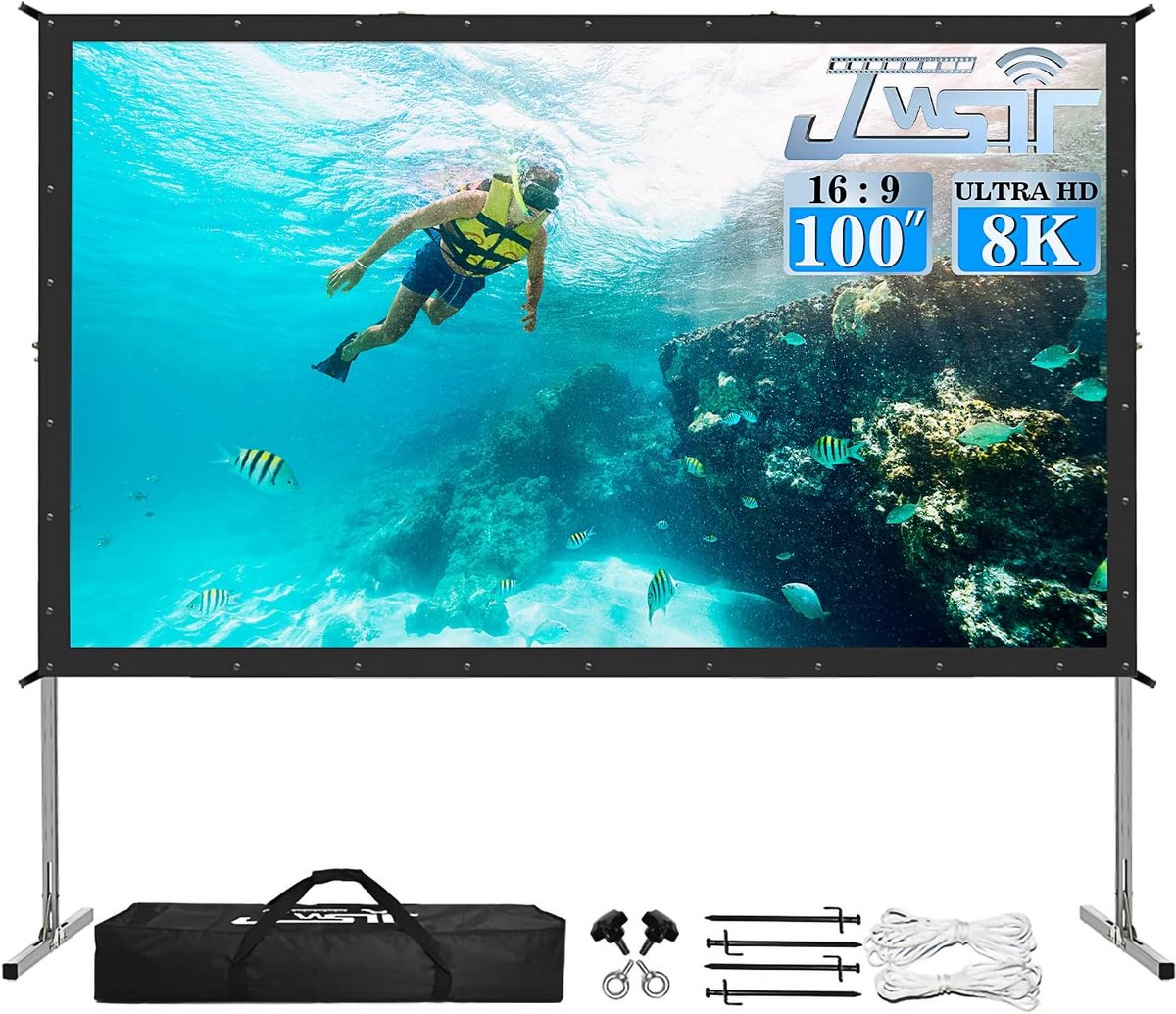 Draagbaar Buiten Projectiescherm 100 Inch 16:9 voor Thuisbioscoop en Camping