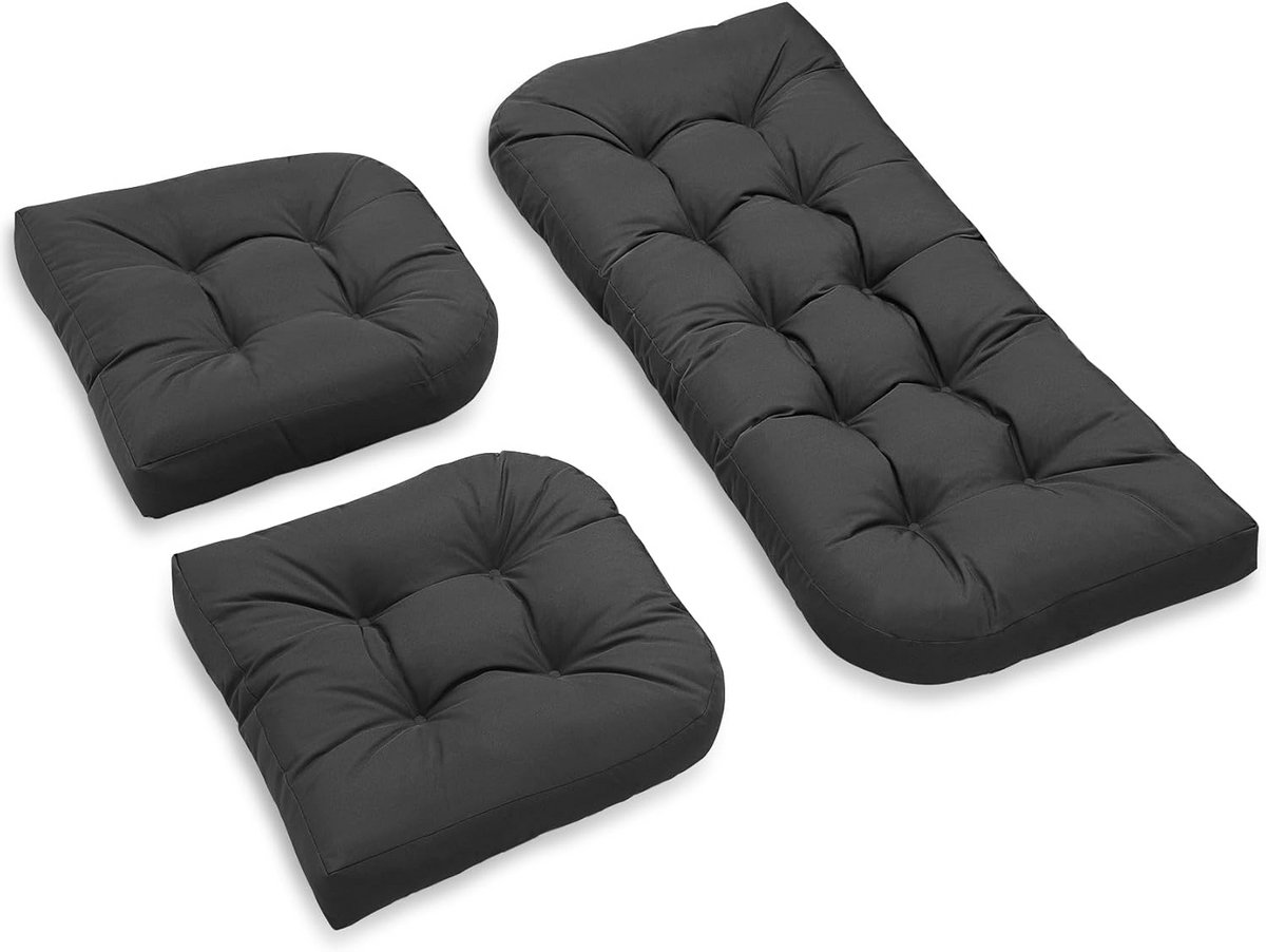 Dikke Antislip Stoelkussenset 3 Delig, Waterdicht en Comfortabel voor Terras en Tuinstoelen