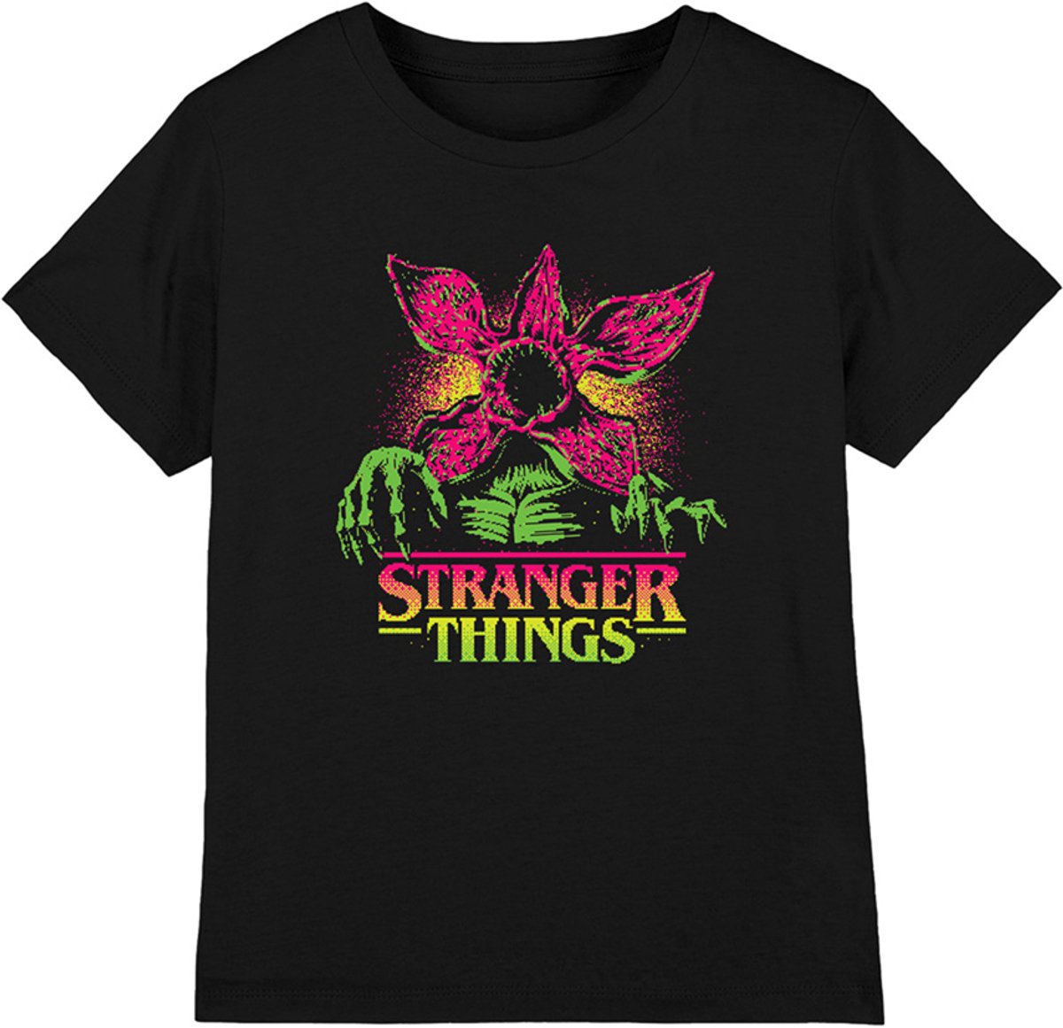 Stranger Things Neon Demogorgon Kids kinder t-shirt - Zwart - 12-13 jaar