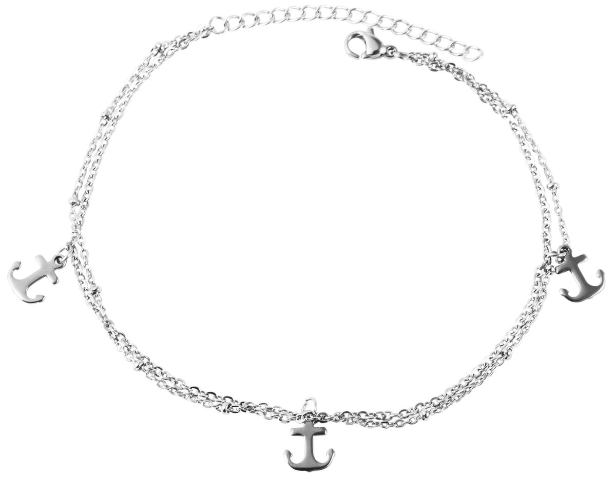 AKZENT Akzent dames voetsieraden Marinasa enkelbandje van roestvrij staal, 24 cm + 5 cm