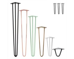 3x Haarspeld Tafelpoten (Hairpin Legs) 12mm Staal - Diverse Kleuren & Maten - 35 cm - Zwart