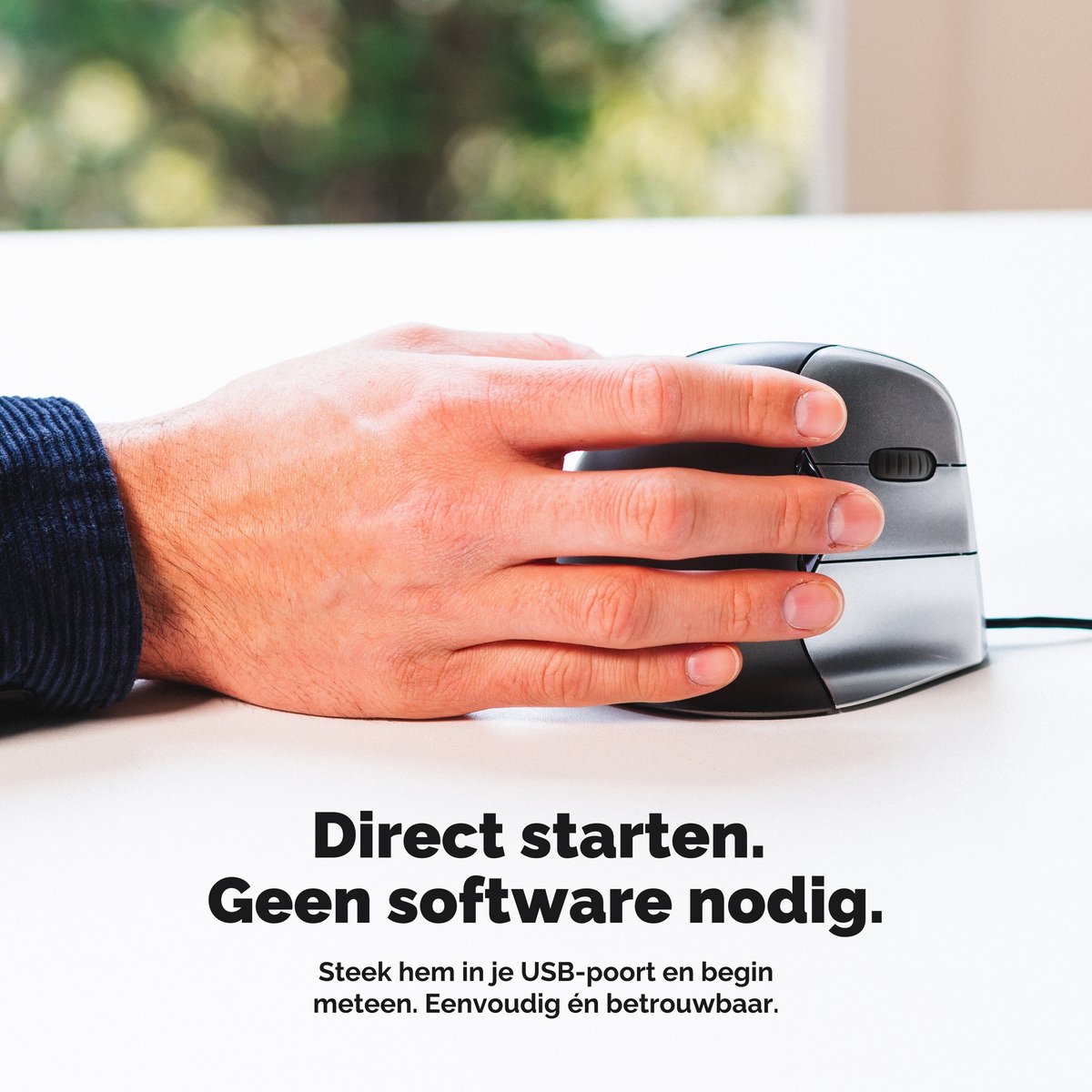 Evoluent Verticale Muis 4 – Bedraad - USB – Rechtshandig – Medium/Large – Originele Verticale Muis ter Wereld – Ergonomisch Gevormd voor Comfort – Vermindert Polsbelasting & Carpaal Tunnel – 4 DPI Standen – 6 Instelbare Knoppen (Windows) thumbnail 6