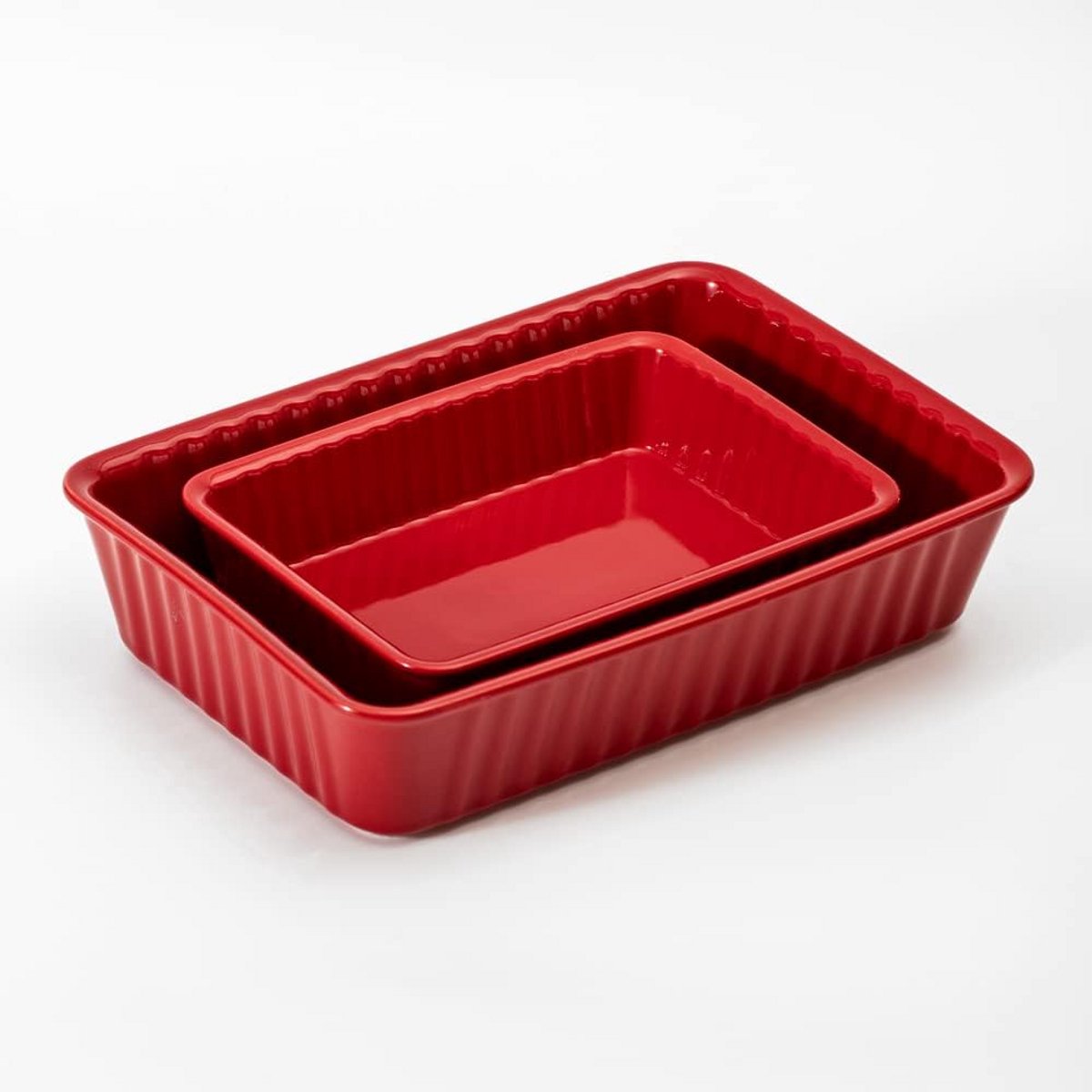 Set van 2 Rechthoekige Ovenschalen Keramiek - Lasagnevormen voor Oven en Diner