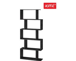 Hoppa! Songmics Boekenkast Vintage - Opbergkast - Rechthoekige Vakken - Kast Voor Boeken - Zwart - 70x24x159 cm (BxDxH)