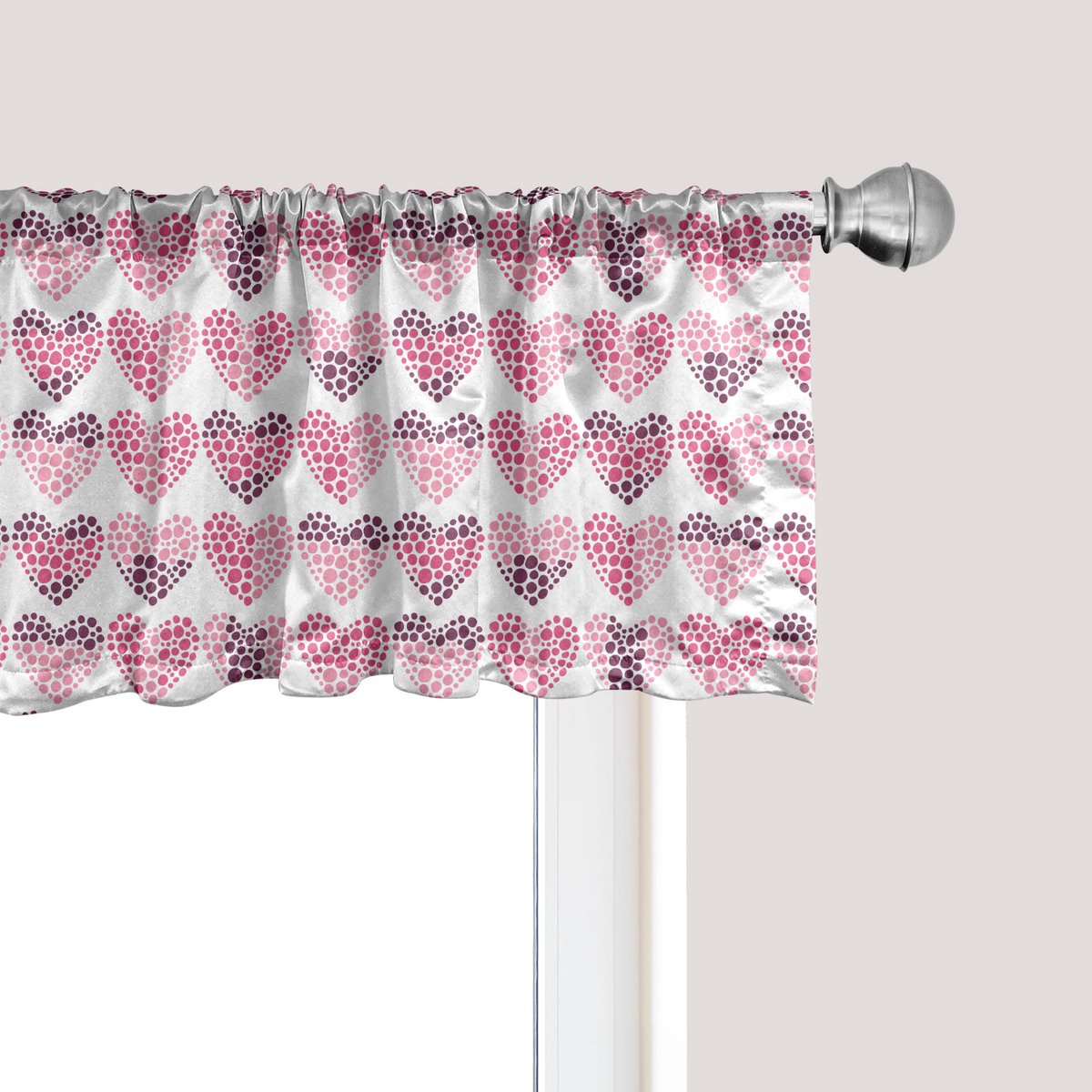 ABAKUHAUS Valentijnsdag raamvalletje, gordijnvalletje voor keuken en slaapkamer met tunnelzoom, 137 cm x 30 cm, robijnroze