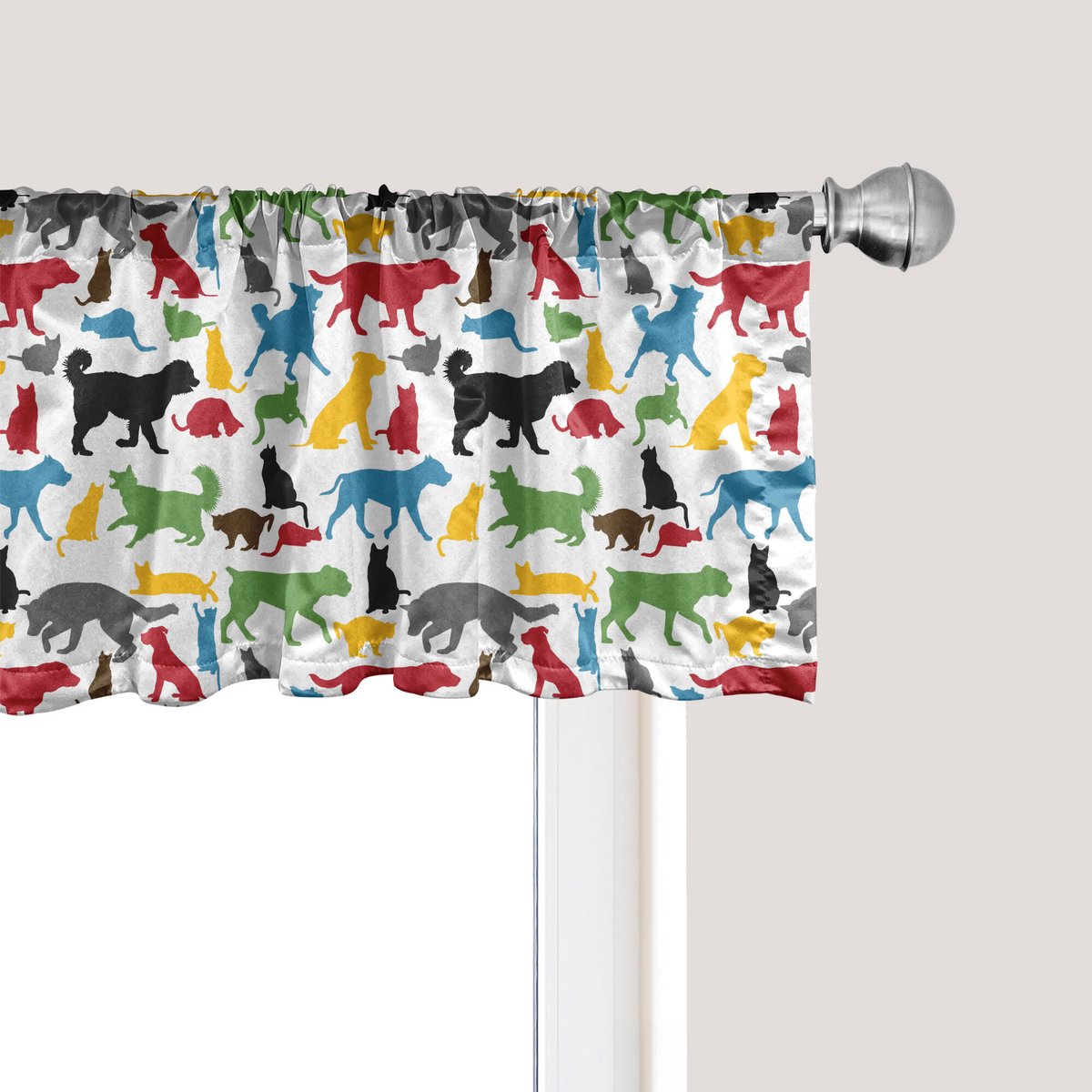 ABAKUHAUS Kattenraamvalletje, gordijnvalletje voor keuken en slaapkamer met tunnelzoom, 13