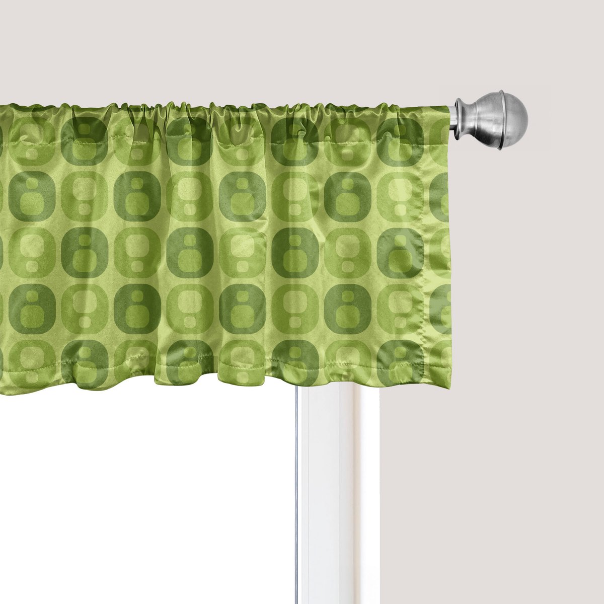 ABAKUHAUS Geometrisch raamvalletje, gordijnvalletje voor keuken en slaapkamer met tunnelzoom, 137 cm x 30 cm, olijfgroen