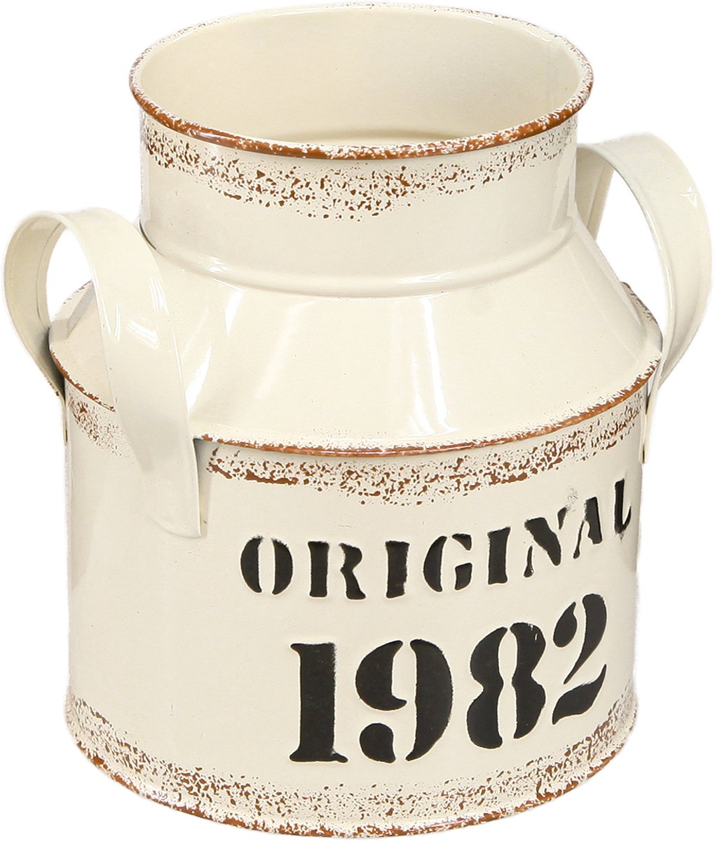 Decoratieve metalen kan “Original 1982” Crème Roest H16cm 2 stuks, 2 S