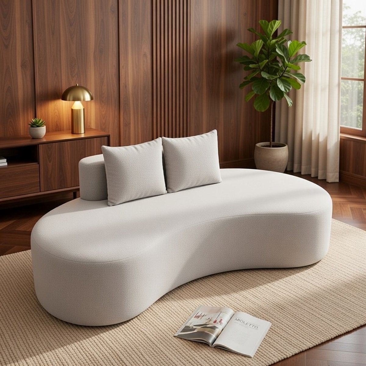 Curve Luxe 3-zits gebogen slaapbank 199 cm grijs - modern design met kussens Casa Serena – 199 cm – Casa Dorada