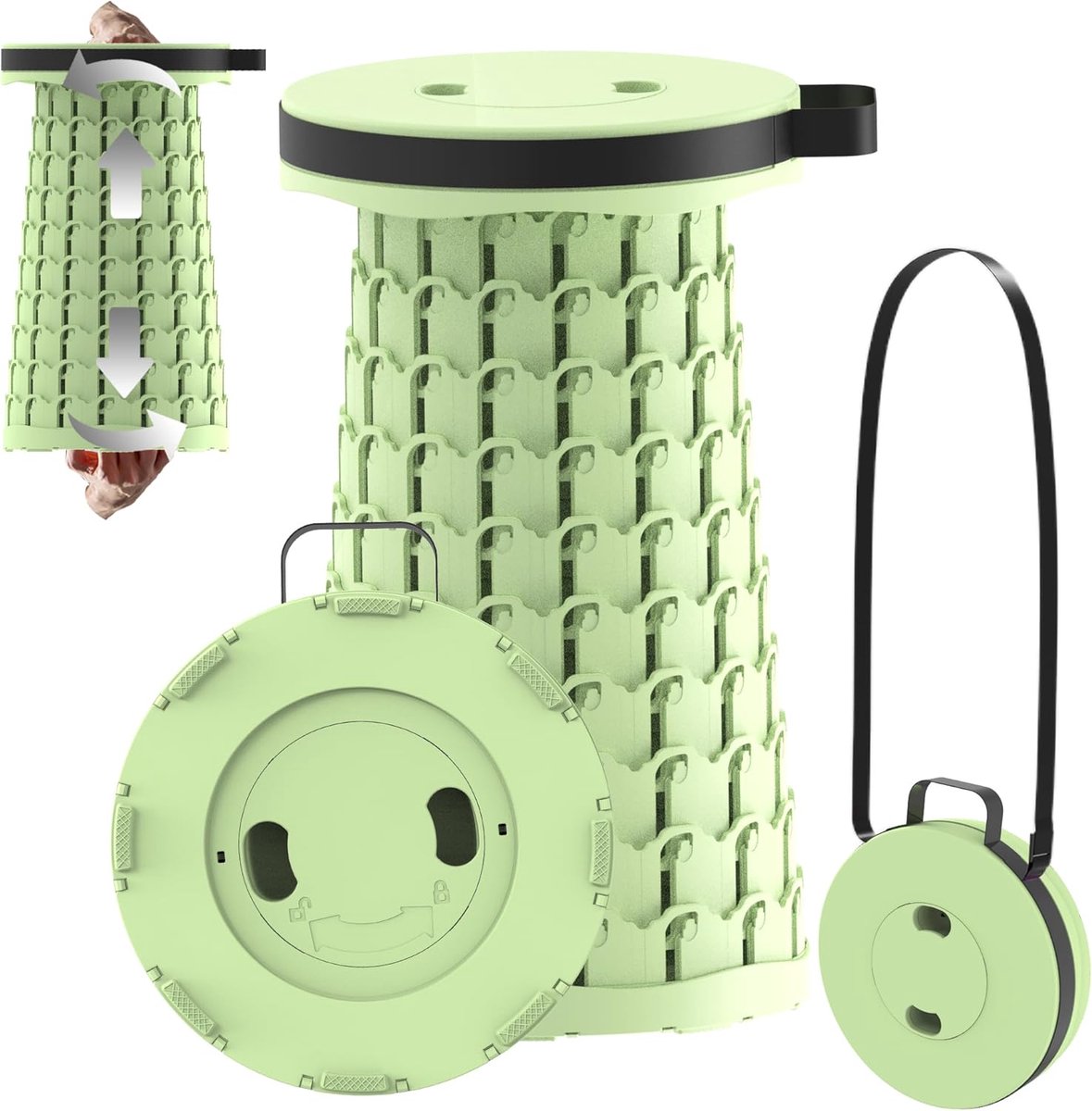 Opvouwbare Kruk - Opvouwbare Stoel - Telescopische Kruk - Inklapbare Kruk - Campingstoel - Visstoel - Polypropyleen - 45 cm Hoog - 200 kg Draagkracht - Fruitgroen - van Imperatoris